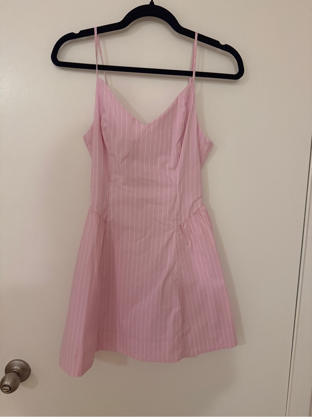Aritzia Light Pink Pinstripe Spaghetti-Strap Mini Dress